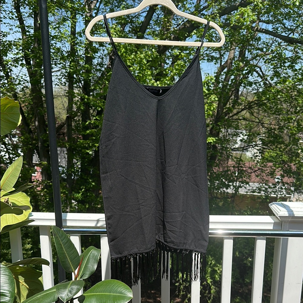 NWT Black Fringe Mini Dress